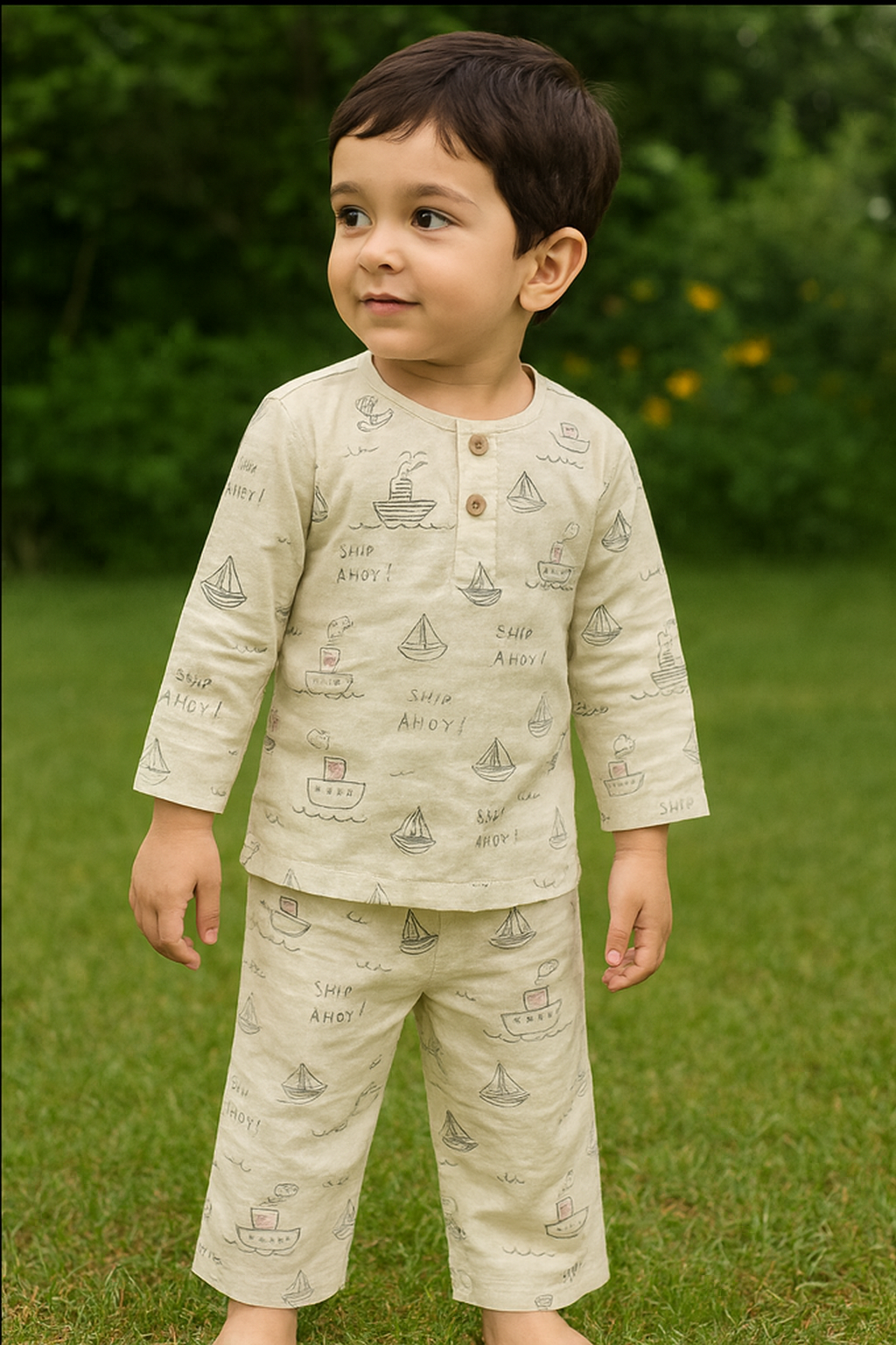 Simmi’s Emporium Ship Ahoy Kids Cotton Night Suit – Hand Block Print Sleepwear Set