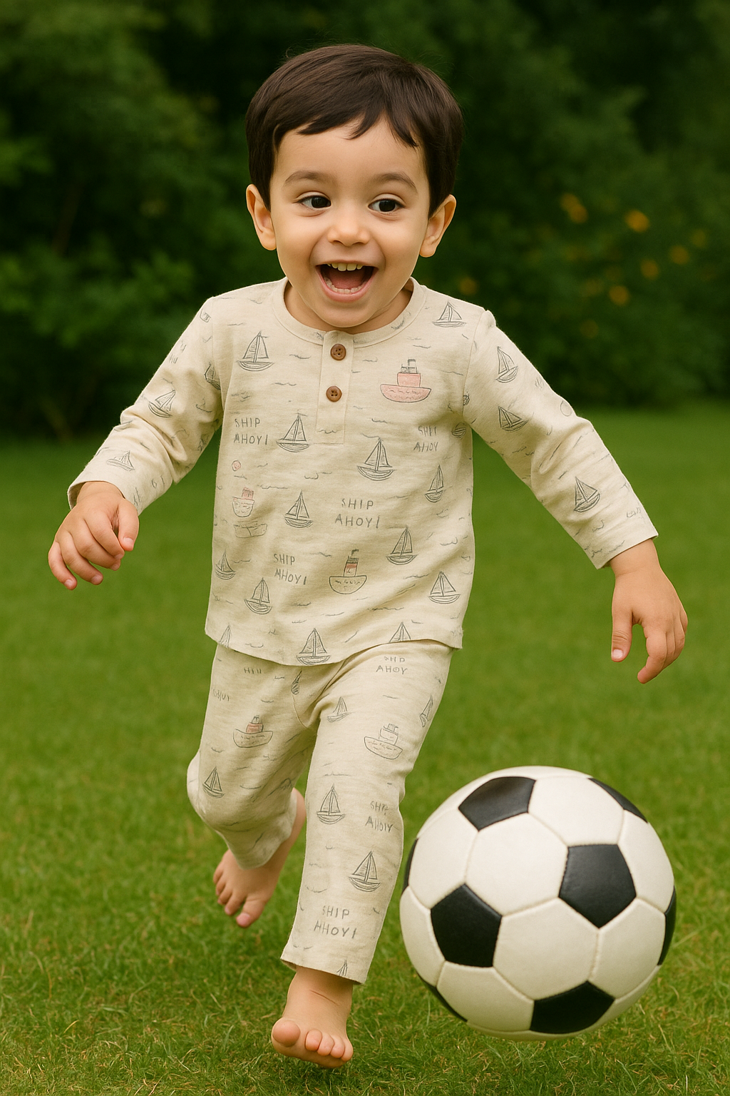 Simmi’s Emporium Ship Ahoy Kids Cotton Night Suit – Hand Block Print Sleepwear Set