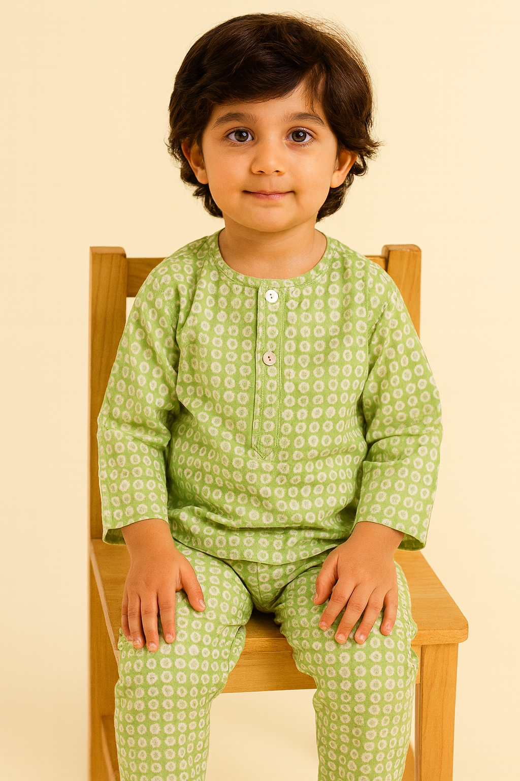 Sale now LIVE! Simi’s Emporium Green Meadow Dreams Kids Sleepwear Set – Hand Block Printed Cotton Night Suit