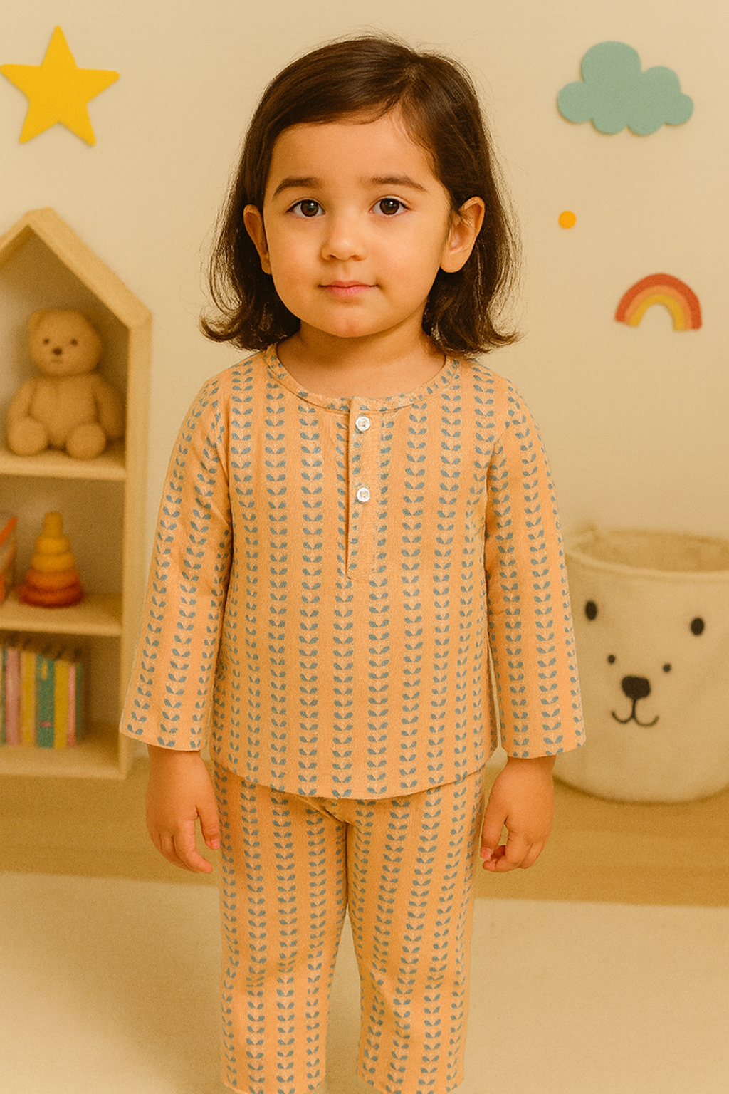 Simmi’s Emporium Tiny Trails Kids Cotton Night Suit – Hand Block Print Sleepwear Set