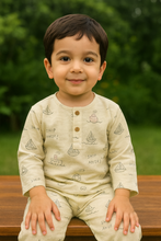 Load image into Gallery viewer, Simmi’s Emporium Ship Ahoy Kids Cotton Night Suit – Hand Block Print Sleepwear Set
