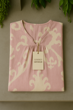 Load image into Gallery viewer, Lilac Whisper Tropical Pure Cotton Dress – Handcrafted Breezy Summer Dress in Soft Lilac Hues
