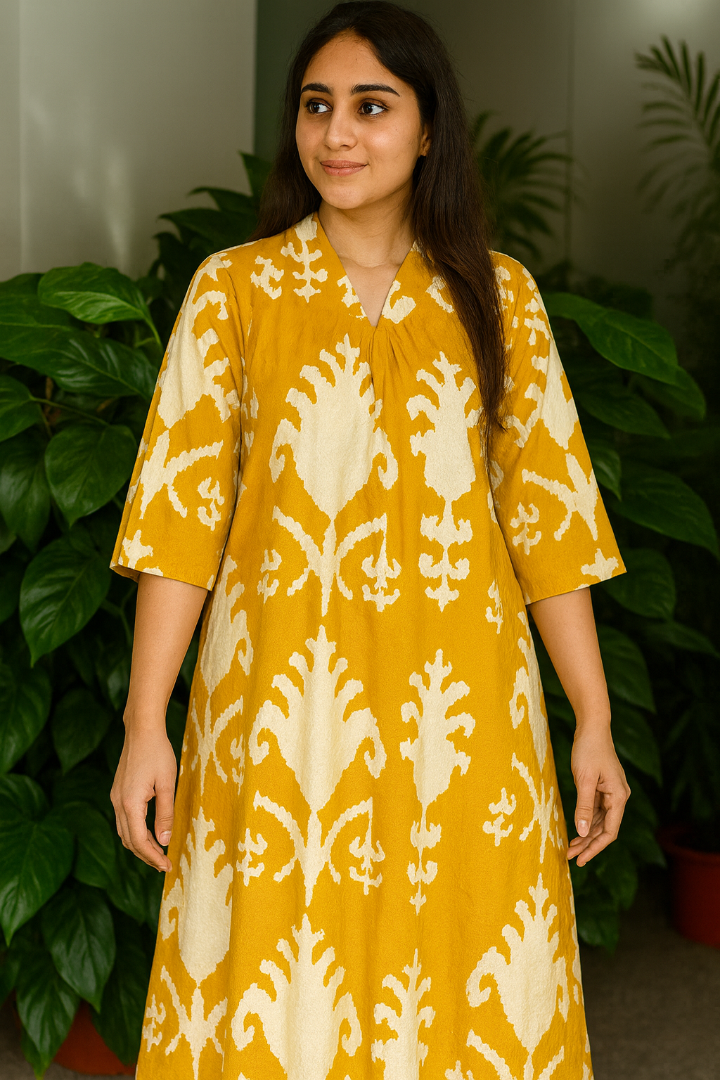 Chhaap Tropical Pure Cotton Dress – Handcrafted Breezy Summer Dress with Artisan Prints