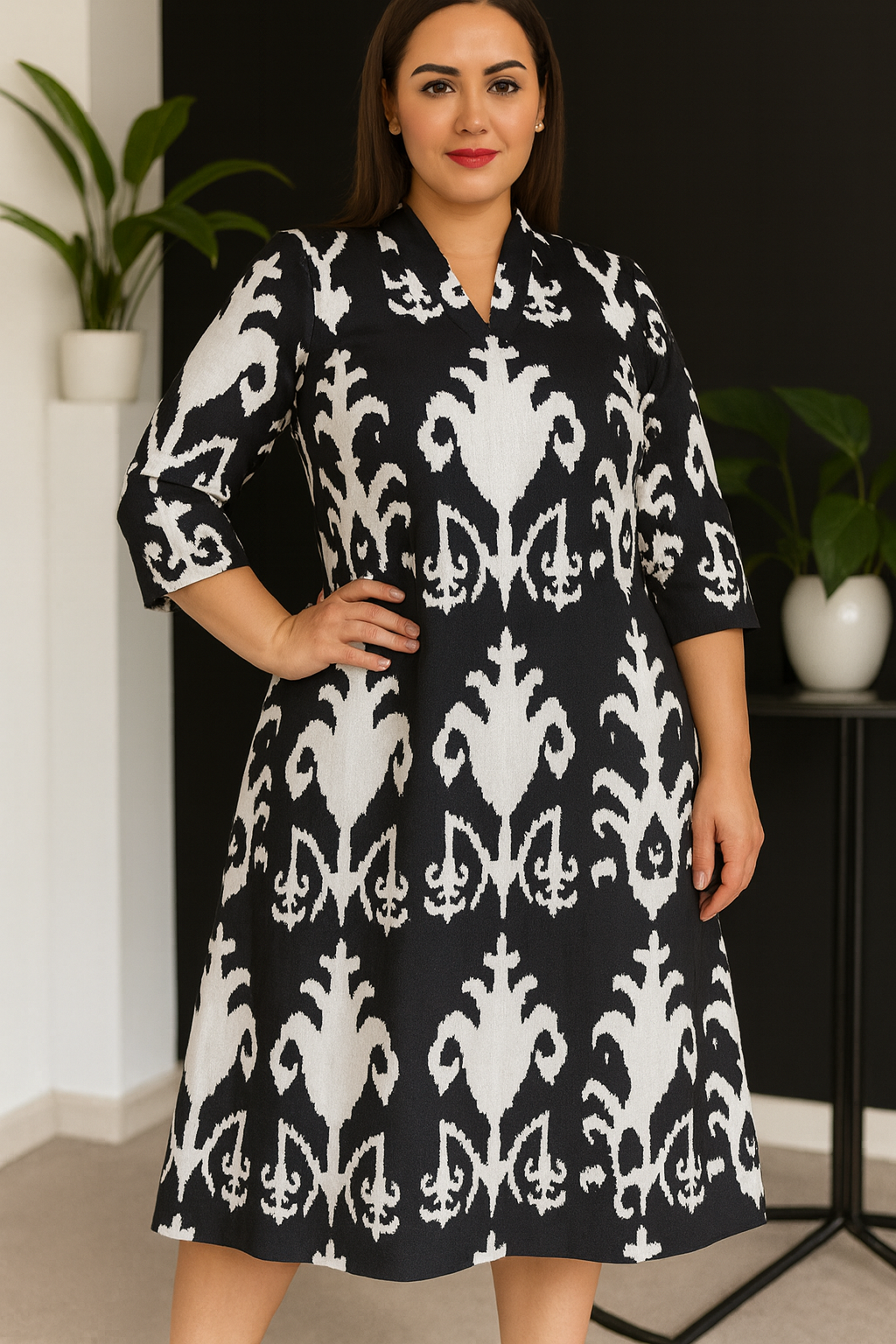 Midnight Bloom Tropical Pure Cotton Dress – Handcrafted Flowy Summer Dress in Deep Indigo Hues