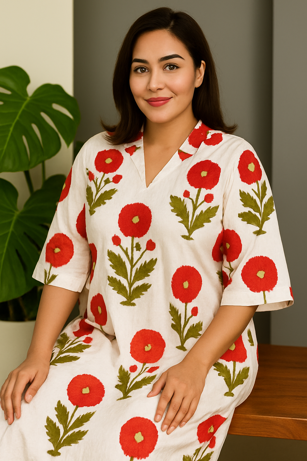 Floral Affair Tropical Pure Cotton Dress – Handcrafted Breezy Summer Dress with Vibrant Floral Print