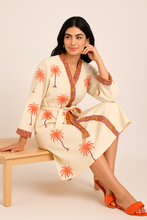 Load image into Gallery viewer, Palm Fiesta Hand Block Print Pure Cotton Bathrobe
