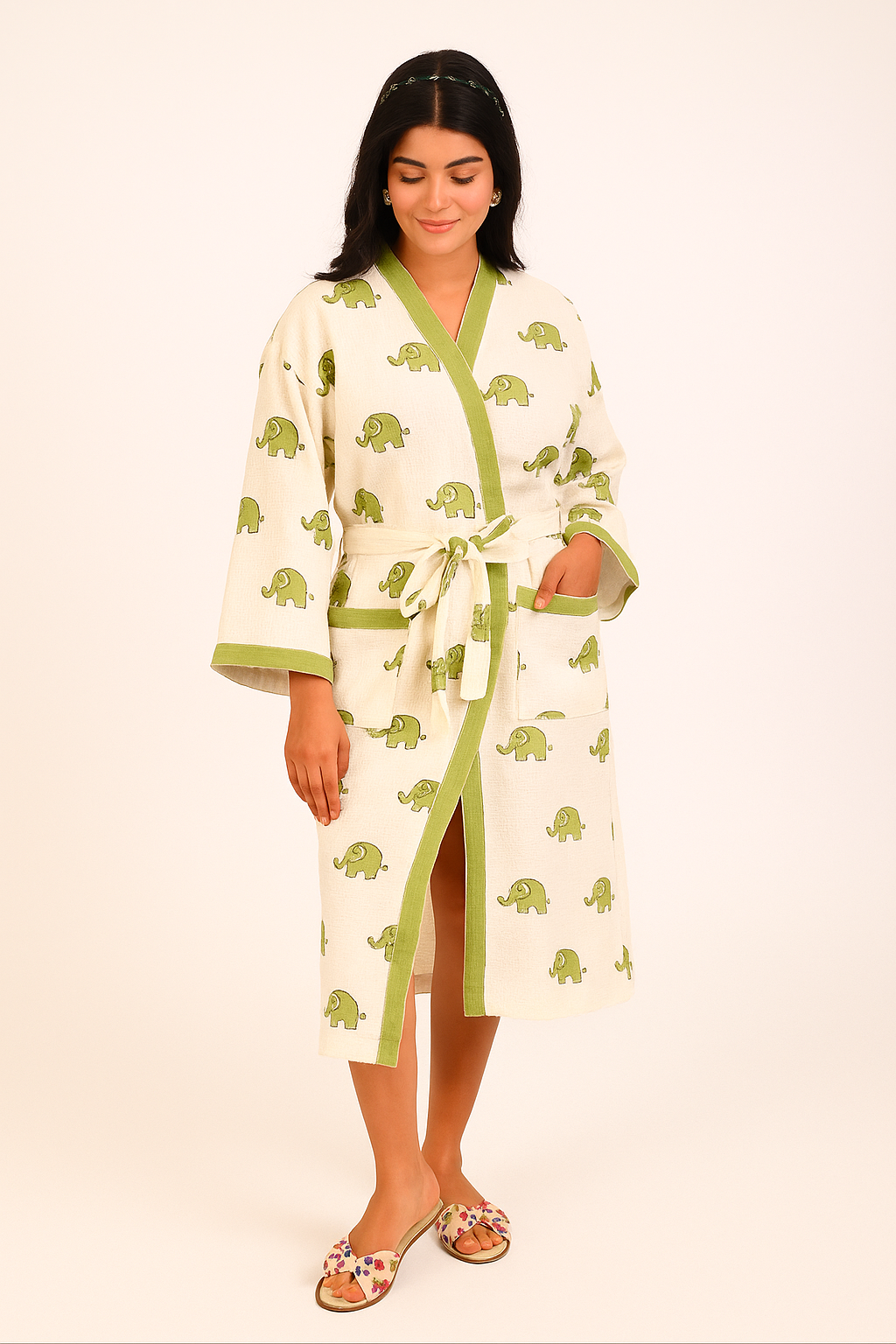 Trunk Tales Hand Block Print Pure Cotton Bathrobe