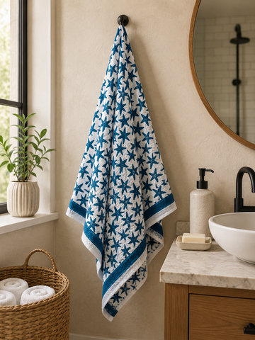 Coastal Star - Hand Block Print Kids Towel