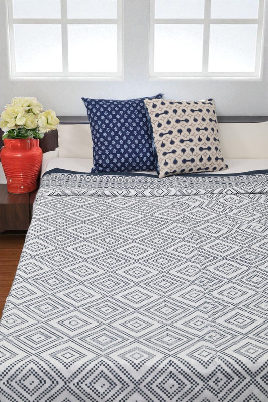 Simmi’s Emporium Neelakshi Indigo Hand Block Print Quilt – Reversible Cotton Comforter