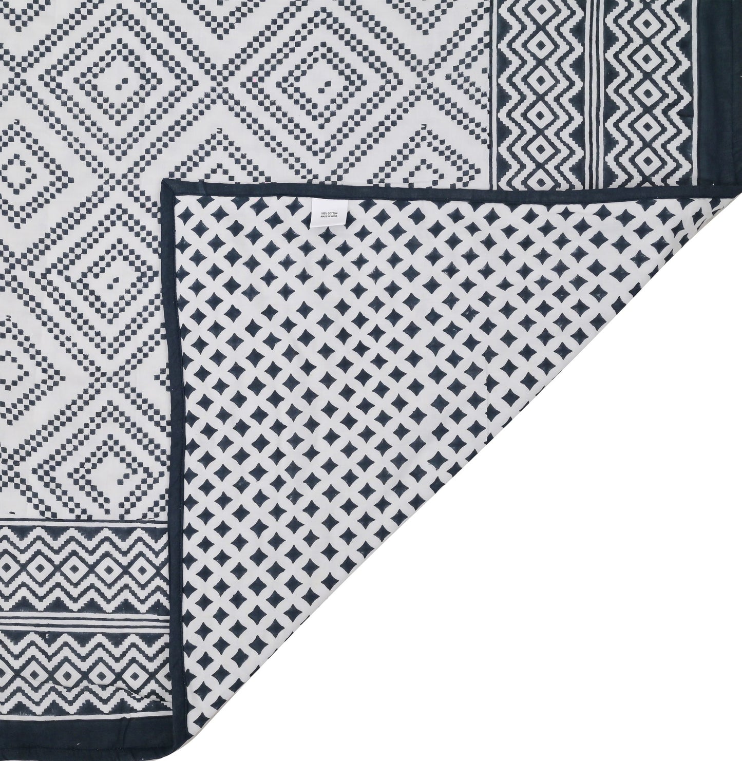 Simmi’s Emporium Neelakshi Indigo Hand Block Print Quilt – Reversible Cotton Comforter