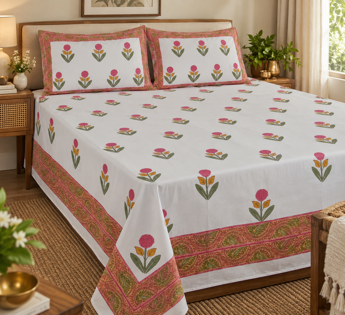 Gul Meher - Pure Cotton Hand Block Print Bedsheet