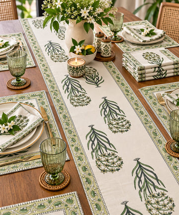 Haritika – Hand Block Print Mats, Napkin & Runner Set