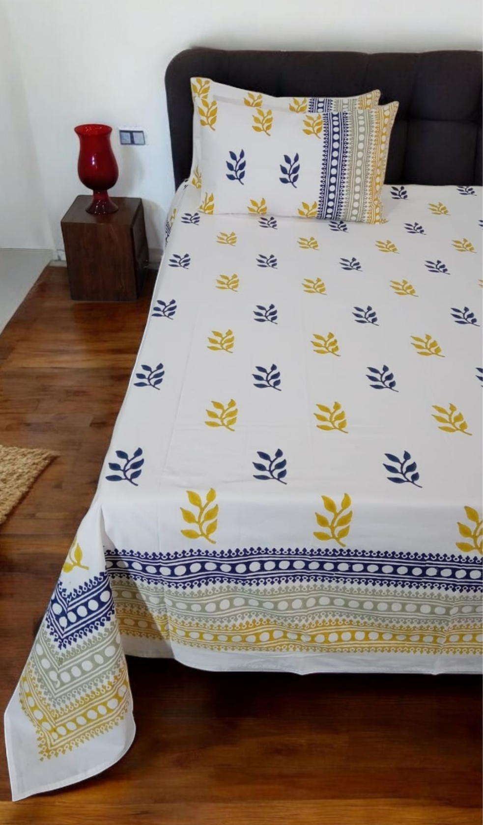 Vasant Leaf - Pure Cotton Hand Block Print Bedsheet