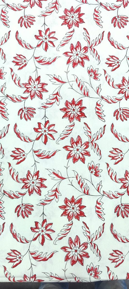 Red Floral Table Cover - 6 Seater