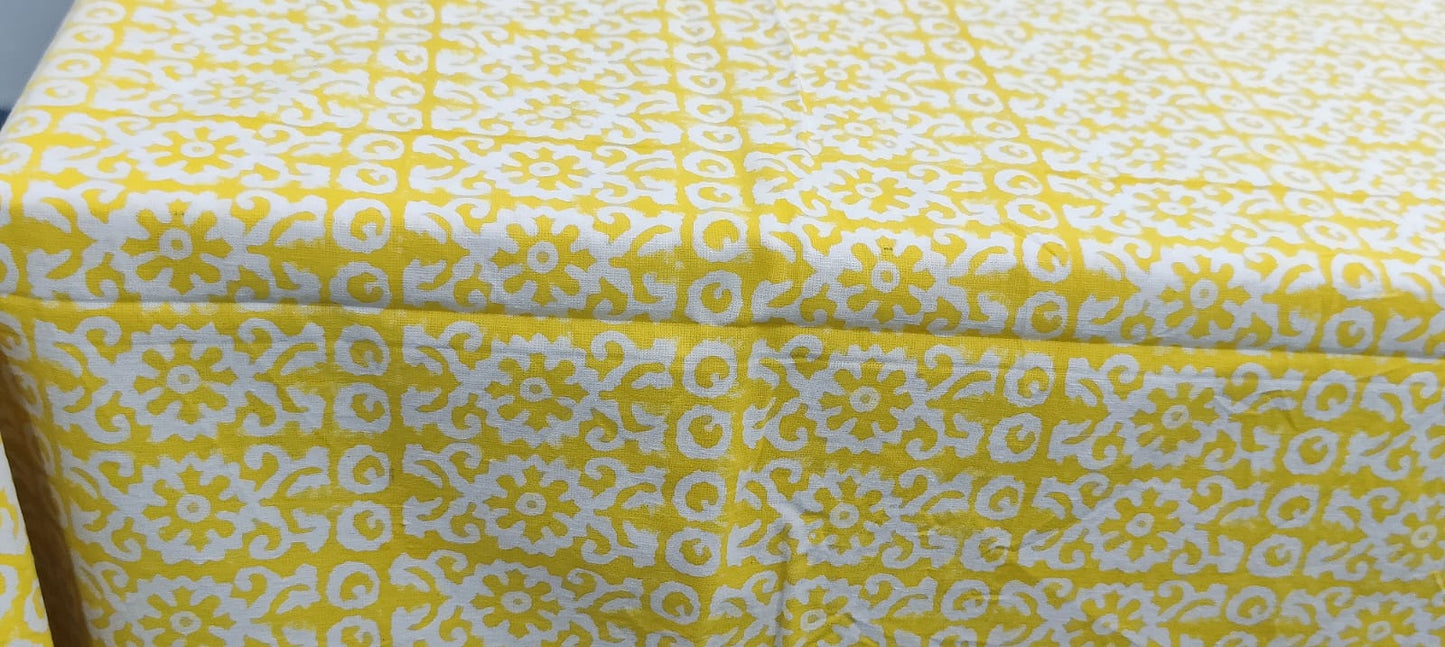 Pure Cotton Hand Block Print Moroccan Bloom Table Cover - 6 Seater
