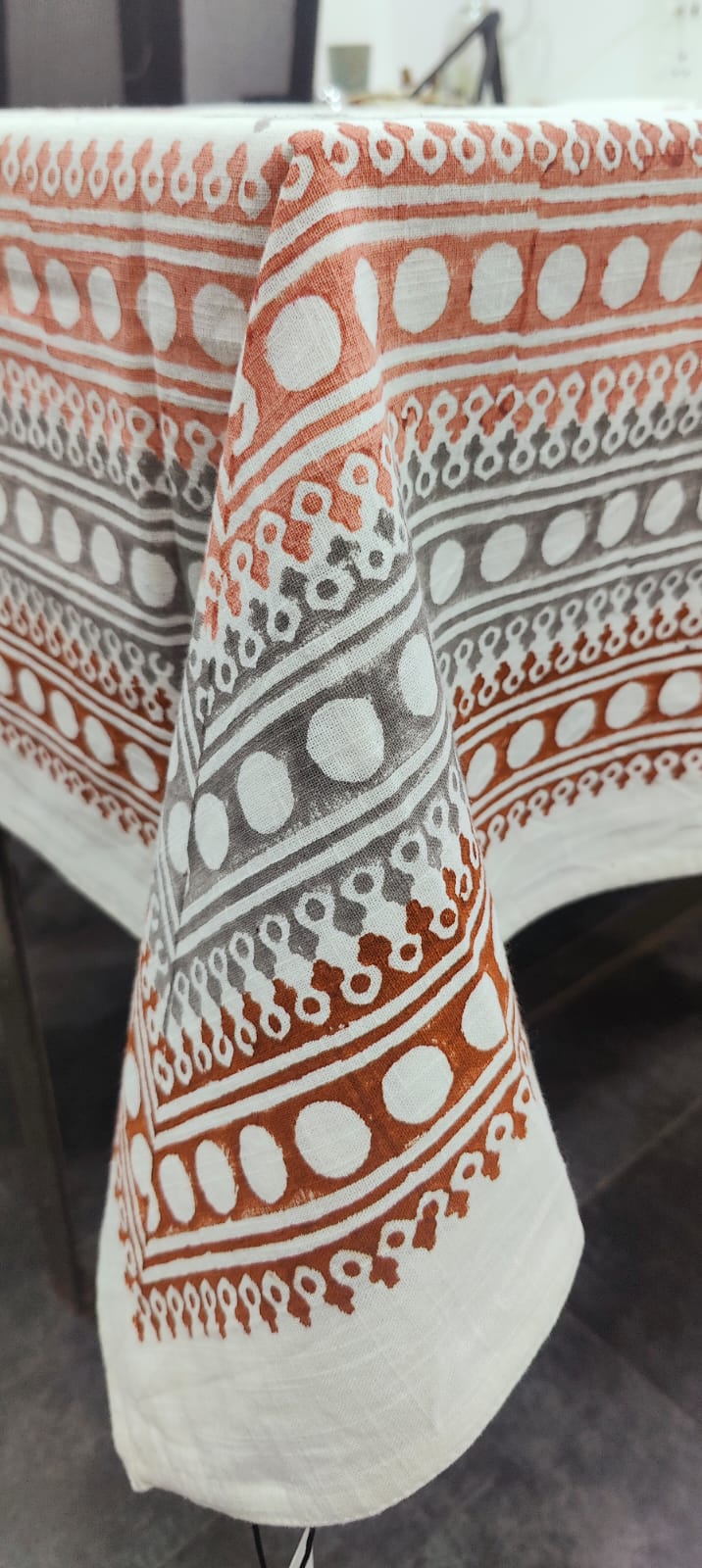 Hand Block Print Pure Cotton Aipan Art Table Cover