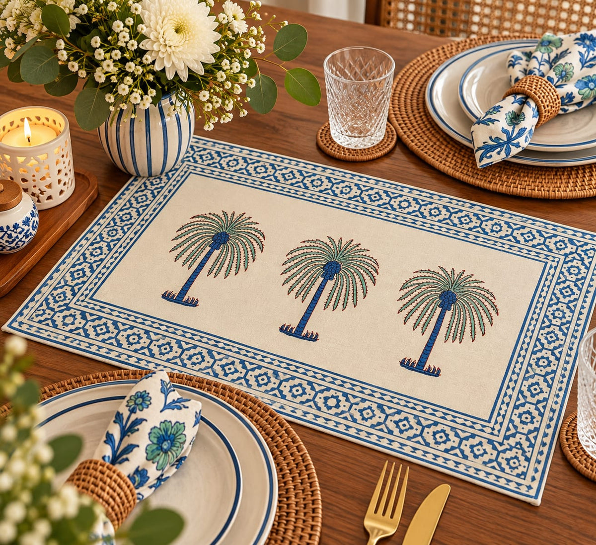 Neel Bagh– Hand Block Print Mat & Napkin Set