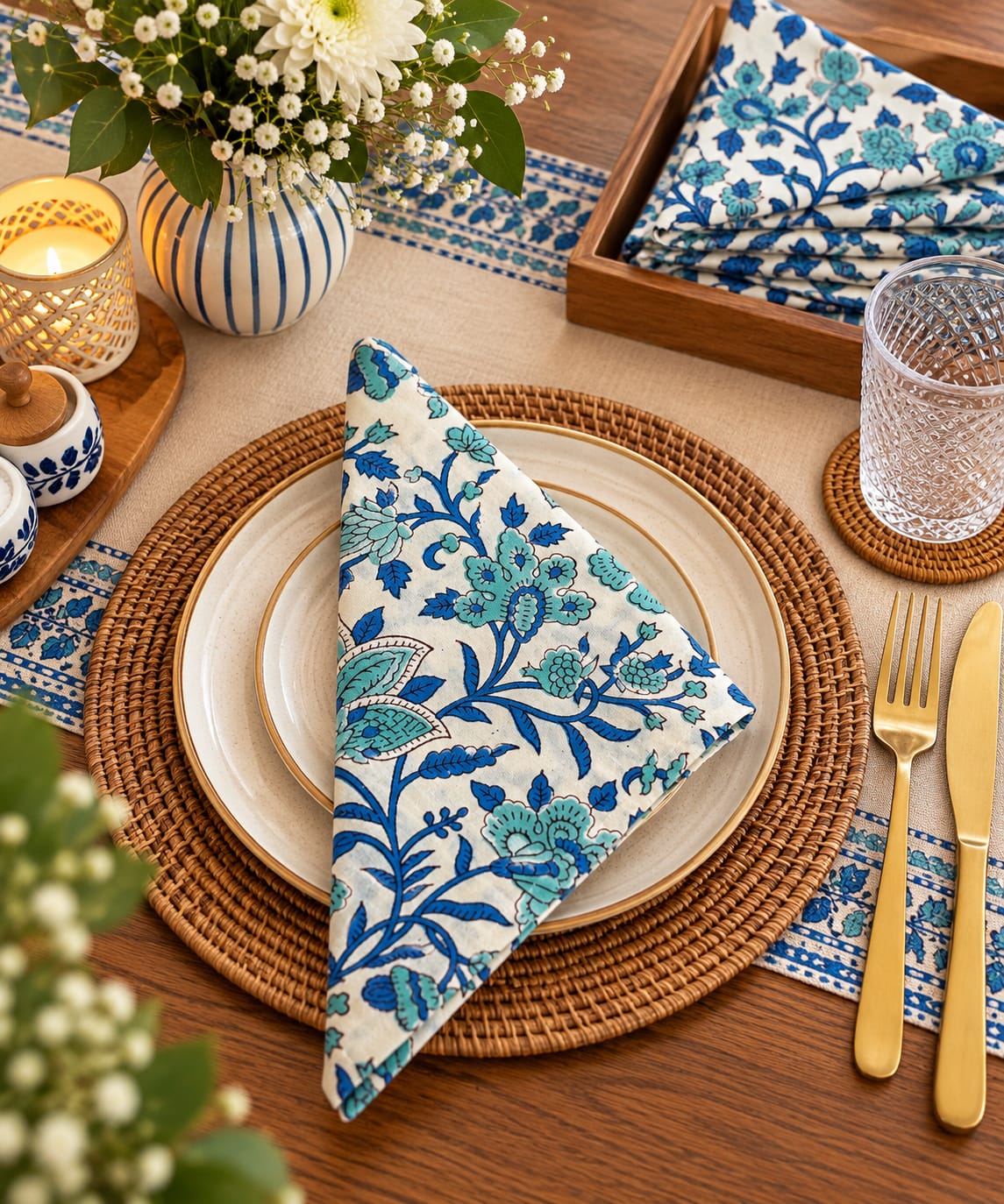 Neel Bagh– Hand Block Print Mat & Napkin Set