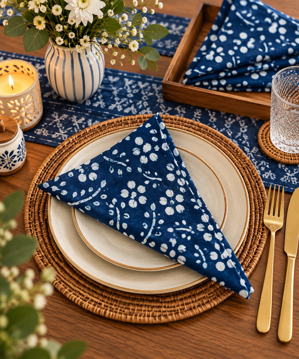 Neel Jal – Hand Block Print Mat & Napkin Set