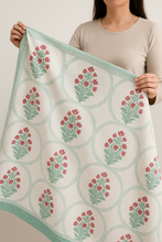 Load image into Gallery viewer, Sale now LIVE! Simmi’s Emporium the Jaipur Garden Bedsheet – Hand Block Printed 100% Cotton Double Bed Set with Floral Motifs

