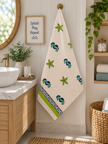Ocean Buddy - Pure Cotton Hand Block Print Kids Towel