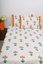 Load image into Gallery viewer, Simmi’s Emporium Marigold Charm Hand Block Print Bedsheet – 100% Cotton Percale
