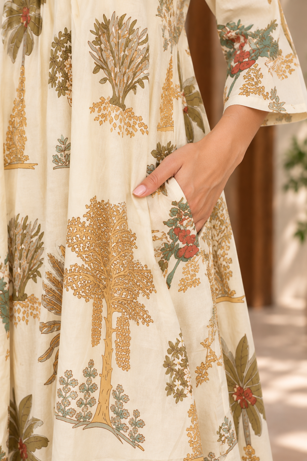 Vanya Ivory Botanical Printed Dress