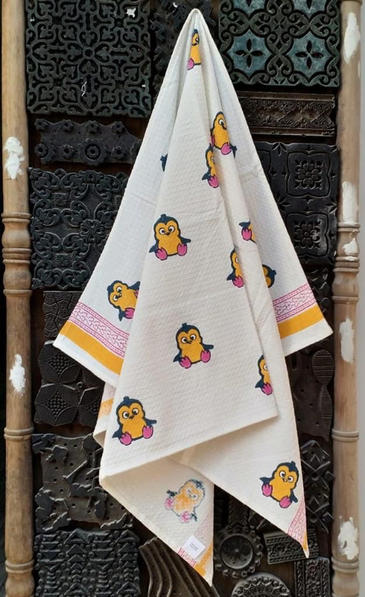 Ice Ice Baby Pure Cotton Hand Block Print Kids Towel