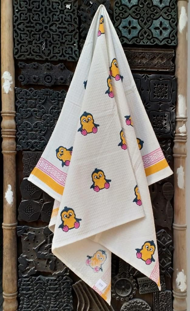 Ice Ice Baby Pure Cotton Hand Block Print Kids Towel
