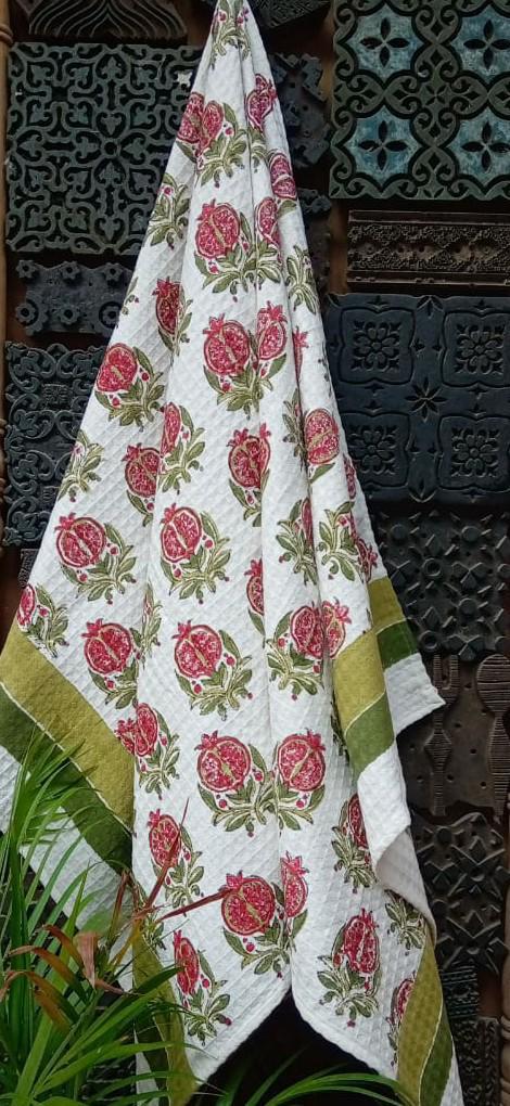 Bagh - e - Anar Hand Block Print Pure Cotton Towel