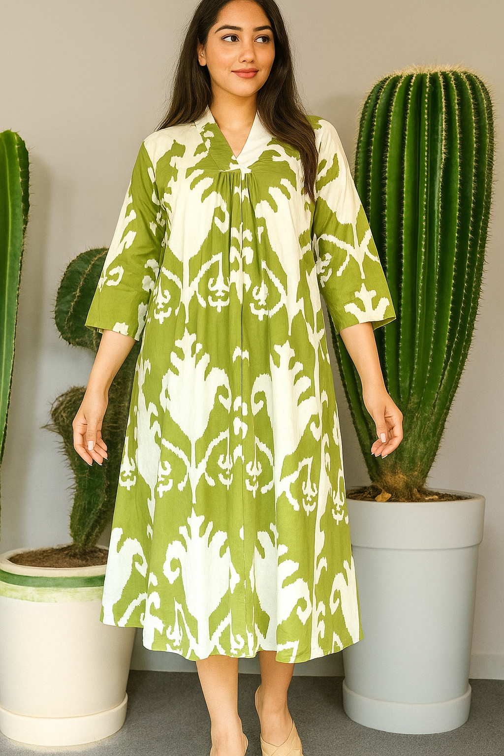 Sugandh Tropical Pure Cotton Dress – Handcrafted Breezy Summer Wear for Effortless Elegance