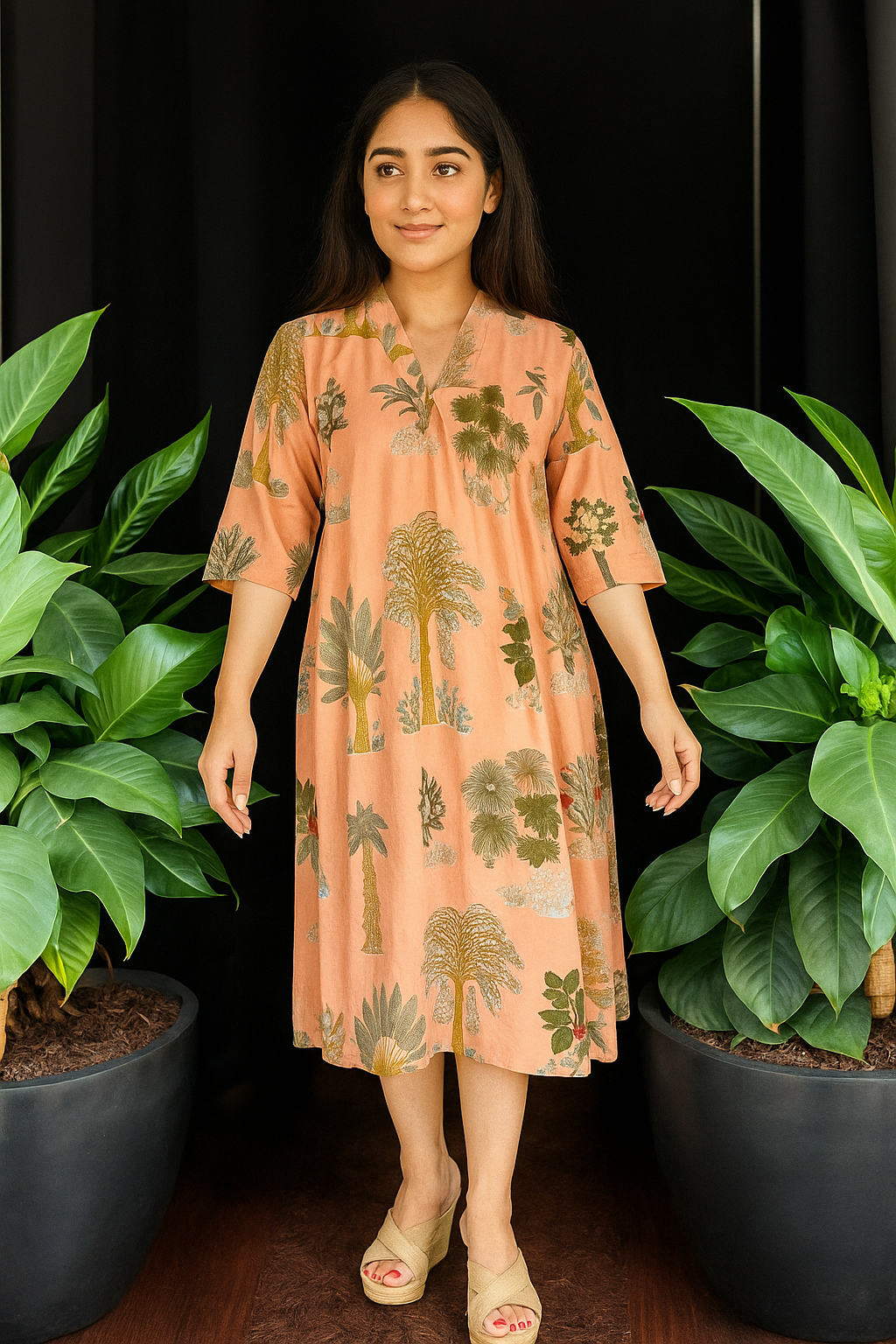 Pastel Promise Tropical Pure Cotton Dress – Handcrafted Breezy Summer Dress in Soft Pastel Hues